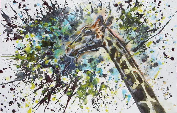 Figure, giraffe, blots, Veronica Mukhametshin