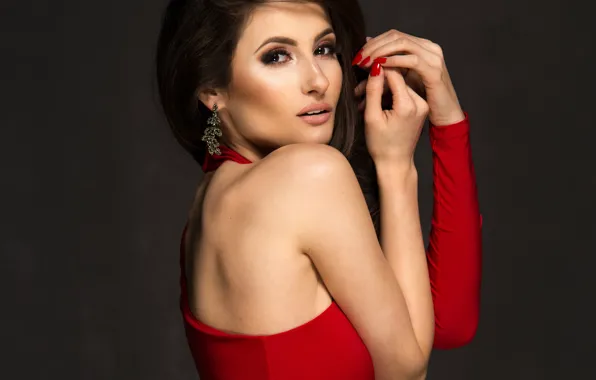 Picture look, pose, background, portrait, makeup, dress, brunette, hairstyle