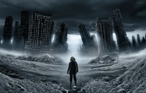 Picture snow, zipper, Loneliness, Ruins, ruins, romantically apocalyptic, engineer, Romance of the Apocalypse