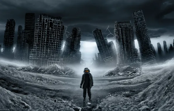 Snow, zipper, Loneliness, Ruins, ruins, romantically apocalyptic, engineer, Romance of the Apocalypse