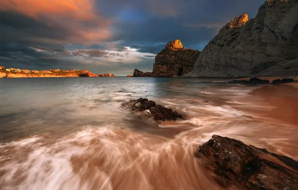 Sea, rocks, shore, surf