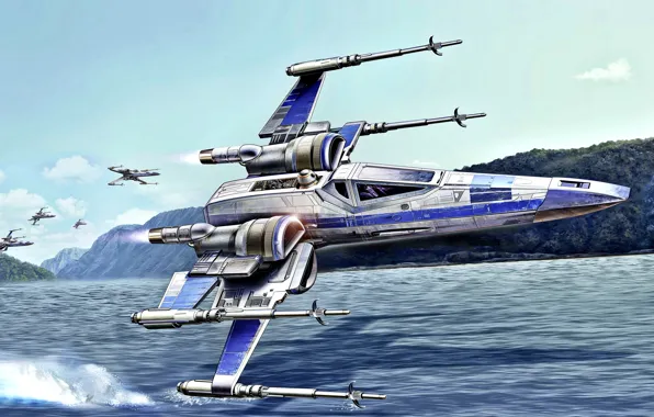 Picture star wars, sea, airplanes, aviation, artwork, movies, high detail