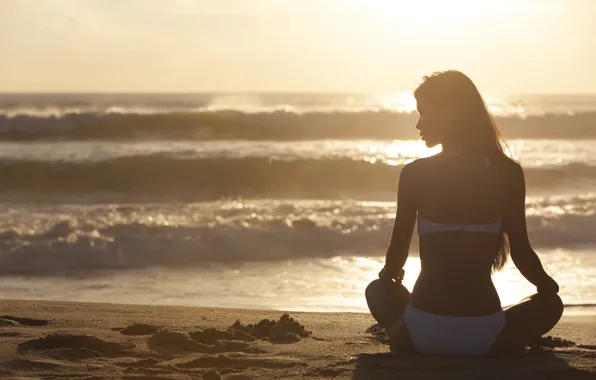 Sea, girl, morning, relax