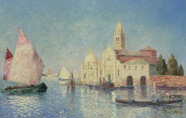 Picture boat, picture, sail, the urban landscape, View Of Venice, Ferdinand du Puigaudeau, Ferdinand du Plegado