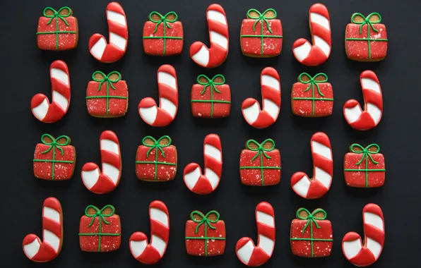 Texture, cookies, Christmas, gifts, New year, figures, glaze, design