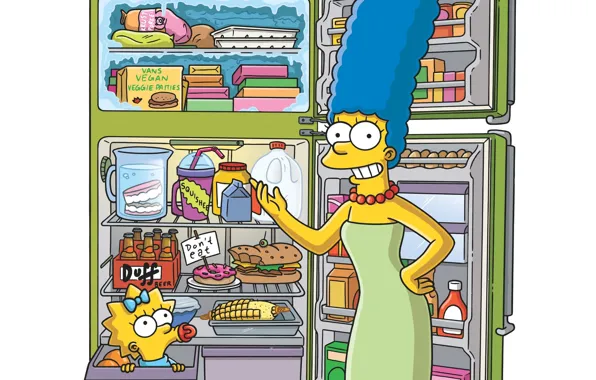 Food, refrigerator, Maggie, The Simpsons, Marge