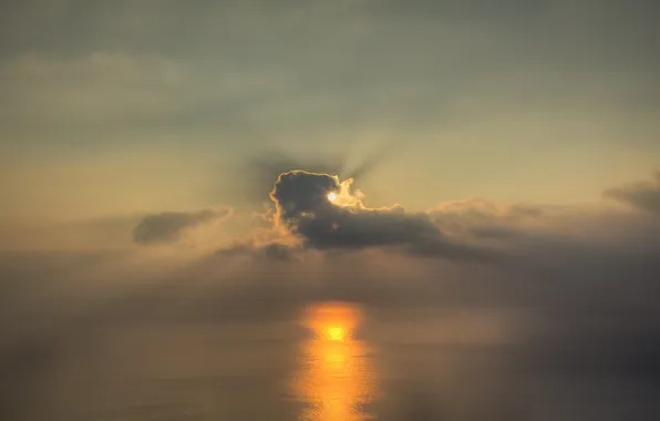 Sea, the sky, water, the sun, landscape, the ocean, photos, beautiful Wallpaper