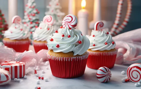 Balls, table, toys, candle, Christmas, candy, New year, cream