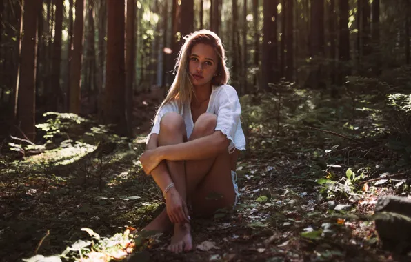 Forest, blonde, in white, Alexandra