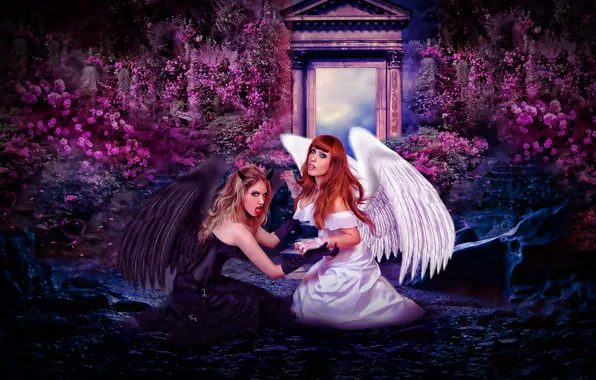Picture BLONDE, WINGS, GIRLS, RED, ANGELS