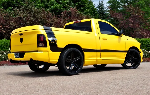 Picture Dodge, yellow, 1500, track, ram, back, rumble bee concept