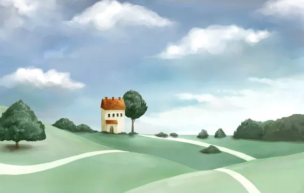 Grass, flowers, home