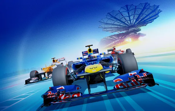 Picture machine, track, race, Formula 1, Red Bull, stadium, cars, F1 2012