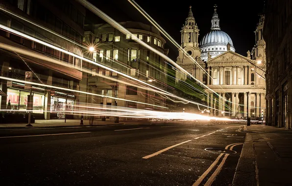 Night, the city, lights, street