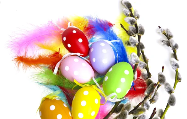 Eggs, colorful, Easter, Verba, eggs, easter, willow twig