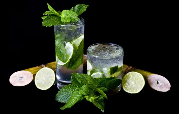 Cocktail, lime, mint, Mojito