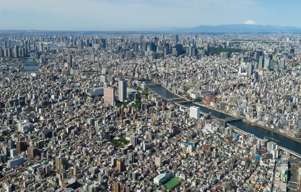 The sky, house, river, photo, Wallpaper, the building, view, Tokyo
