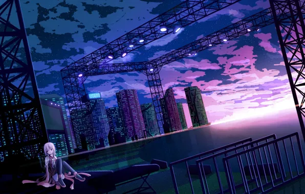 Picture girl, sunset, anime, guilry crown, Of inori