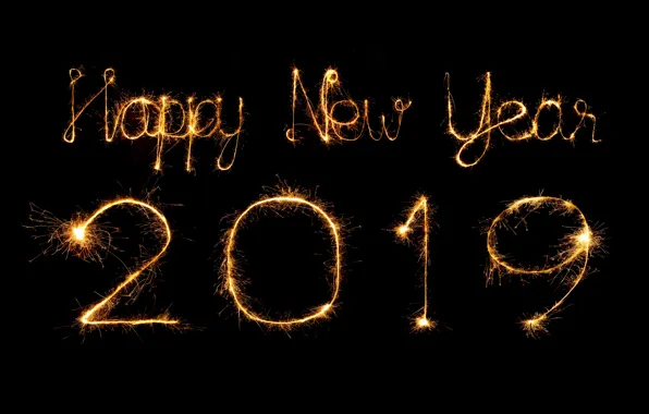 Gold, New Year, figures, golden, black background, black, background, New Year