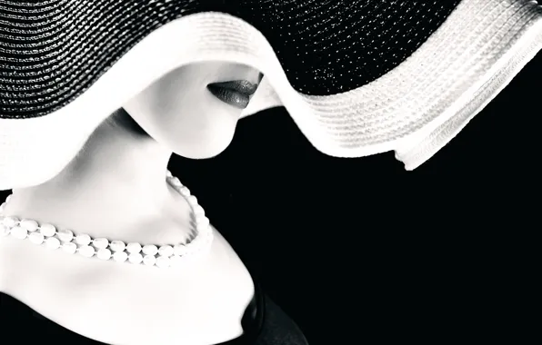 Picture girl, silhouette, hat, h-W photo