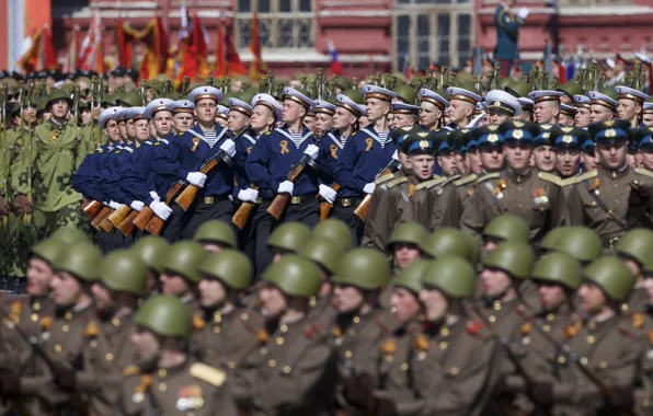 Picture holiday, victory day, soldiers, sailors, red square, May 9