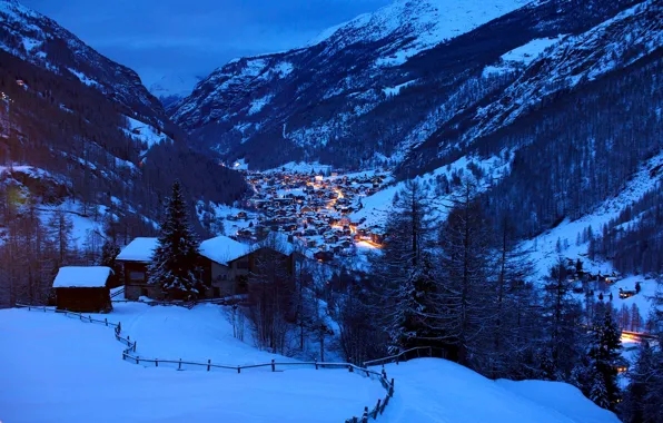 Picture winter, light, snow, landscape, mountains, nature, hills, home