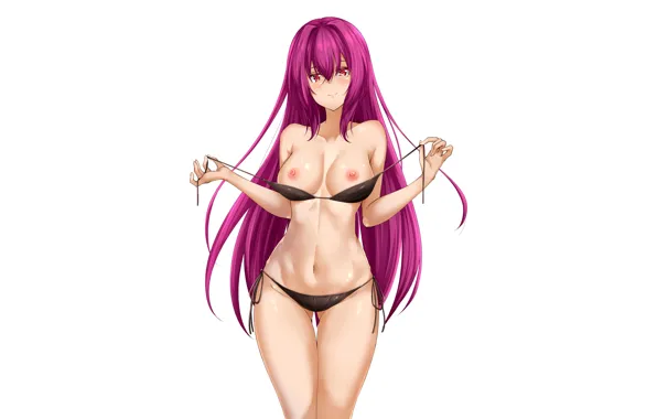 Girl, sexy, lingerie, pantsu, bra, panties, pink hair, erect nipples