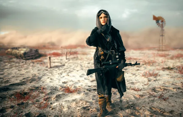 Girl, weapons, machine, sniper, Blackbird