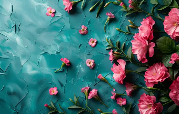 Leaves, flowers, holiday, paint, bouquet, pink, March 8, strokes