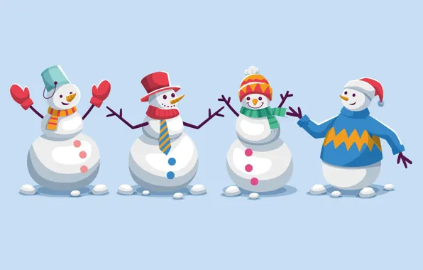 Snow, hat, graphics, hat, Christmas, bucket, New year, snowmen