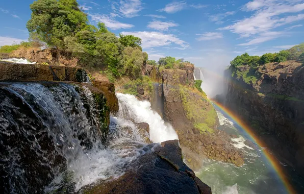 Nature, waterfall, rainbow, Victoria, South Africa, Zambia and Zimbabwe