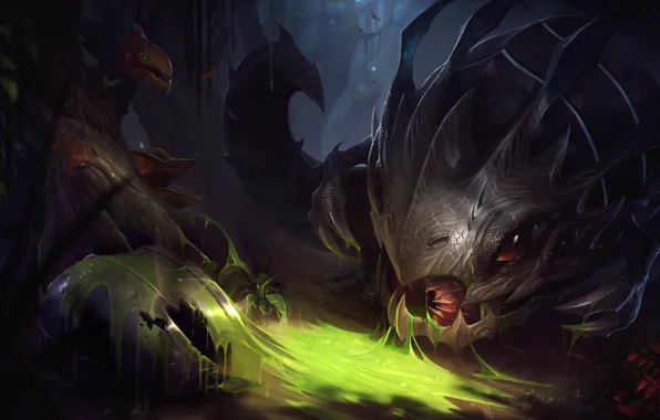 Forest, animals, fantasy, League of Legends, Riot Games, Alex Flores, Kog'Maw
