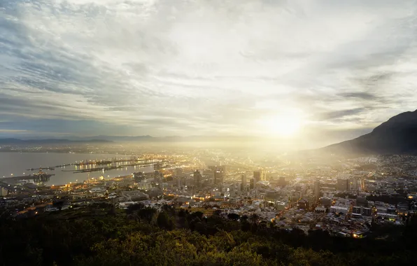 The sky, the city, lights, home