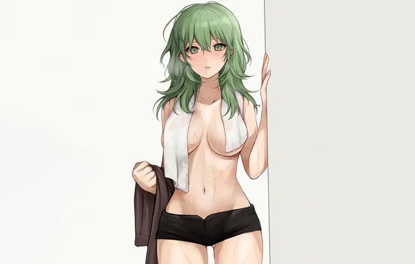 Girl, sexy, wet, shorts, green eyes, long hair, boobs, sexy girl