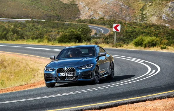 Road, machine, BMW, signs, driver, rooms, coupe, coupe