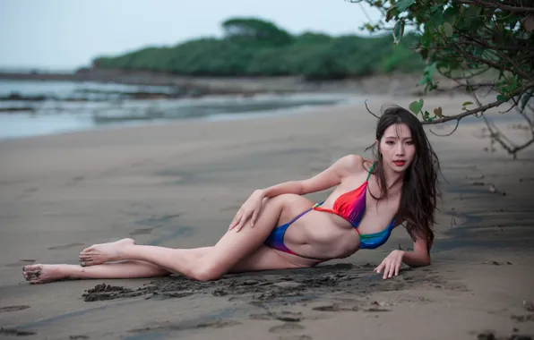 Girl, shore, Asian