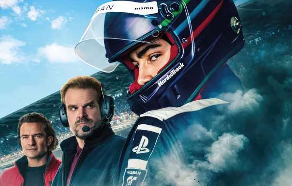 Sport, race, helmet, poster, racer, characters, Orlando Bloom, Orlando Bloom