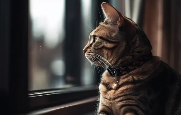 Cat, cat, look, light, room, portrait, window, art