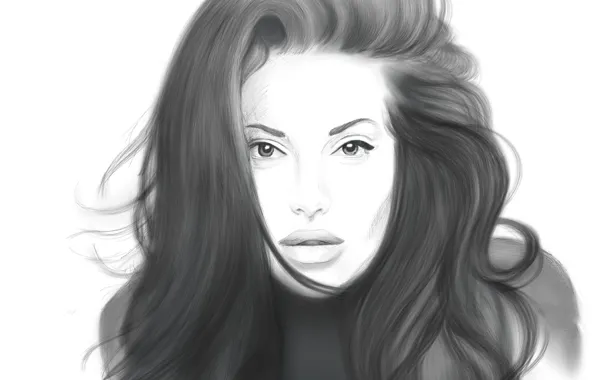 Girl, figure, portrait, pencil