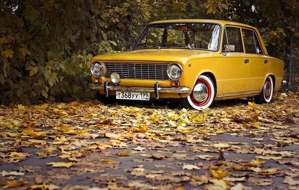 Road, auto, autumn, leaves, retro, Wallpaper, wallpaper, penny