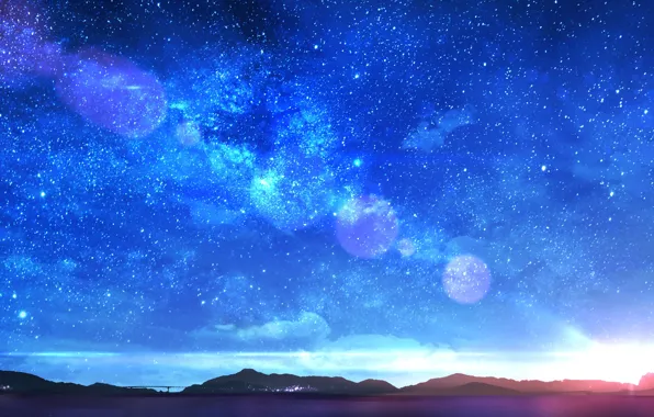 The sky, water, stars, sunset