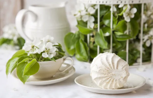 Picture flowers, Cup, marshmallows, Ellygri