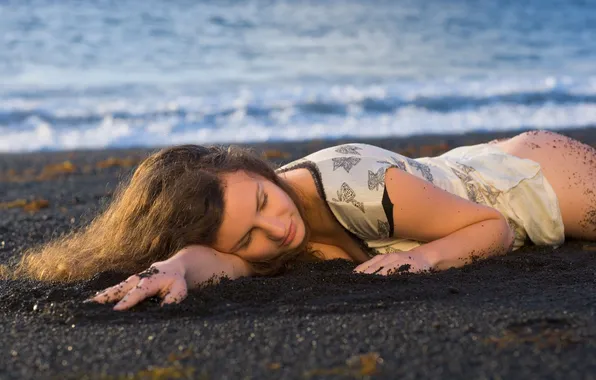 Beach, girl, dress