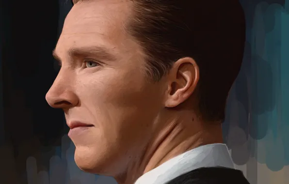 Face, figure, portrait, art, actor, profile, Benedict Cumberbatch, Benedict Cumberbatch