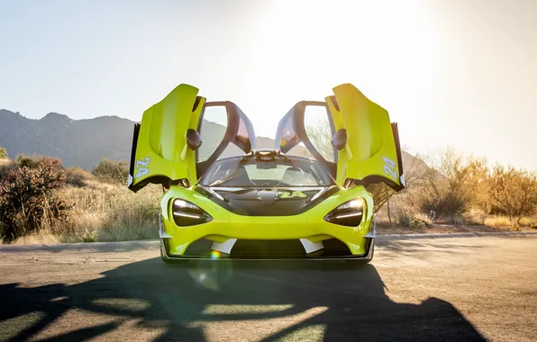 McLaren, 720s, Front view, Light green