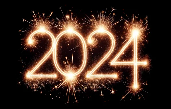Lights, lights, fire, salute, sparks, figures, New year, fireworks