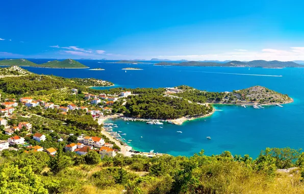 Sea, Islands, the city, coast, home, boats, harbour, Croatia