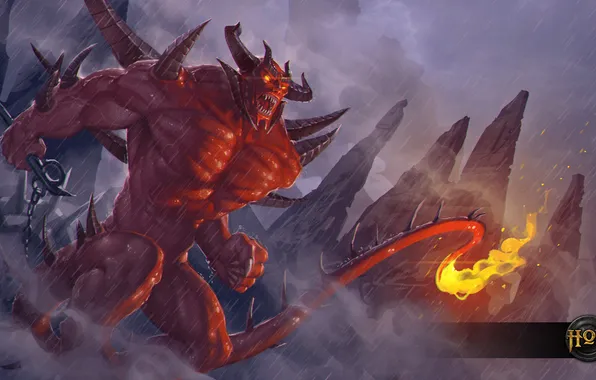 Picture fire, tail, horns, monster, heroes of newerth, moba, scarlord