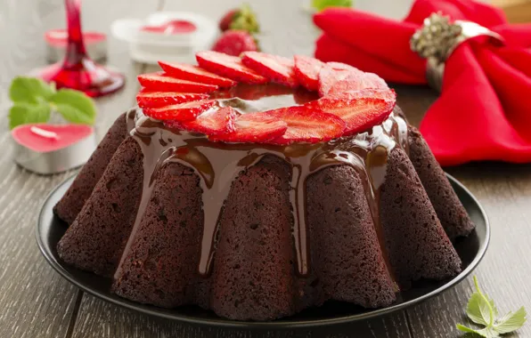 Berries, chocolate, cake, cake, dessert, cakes, glaze, cupcake