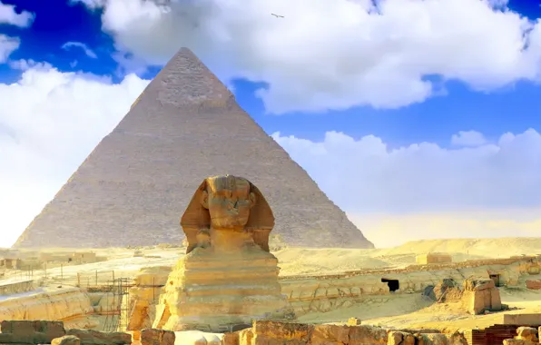 Egypt, Sphinx, the pyramid of Cheops